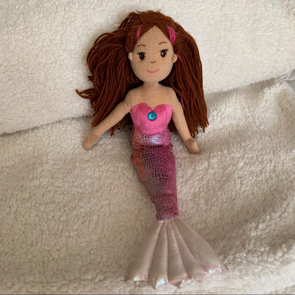 Aurora Auburn Hair Sparkle Mermaid Plush Doll